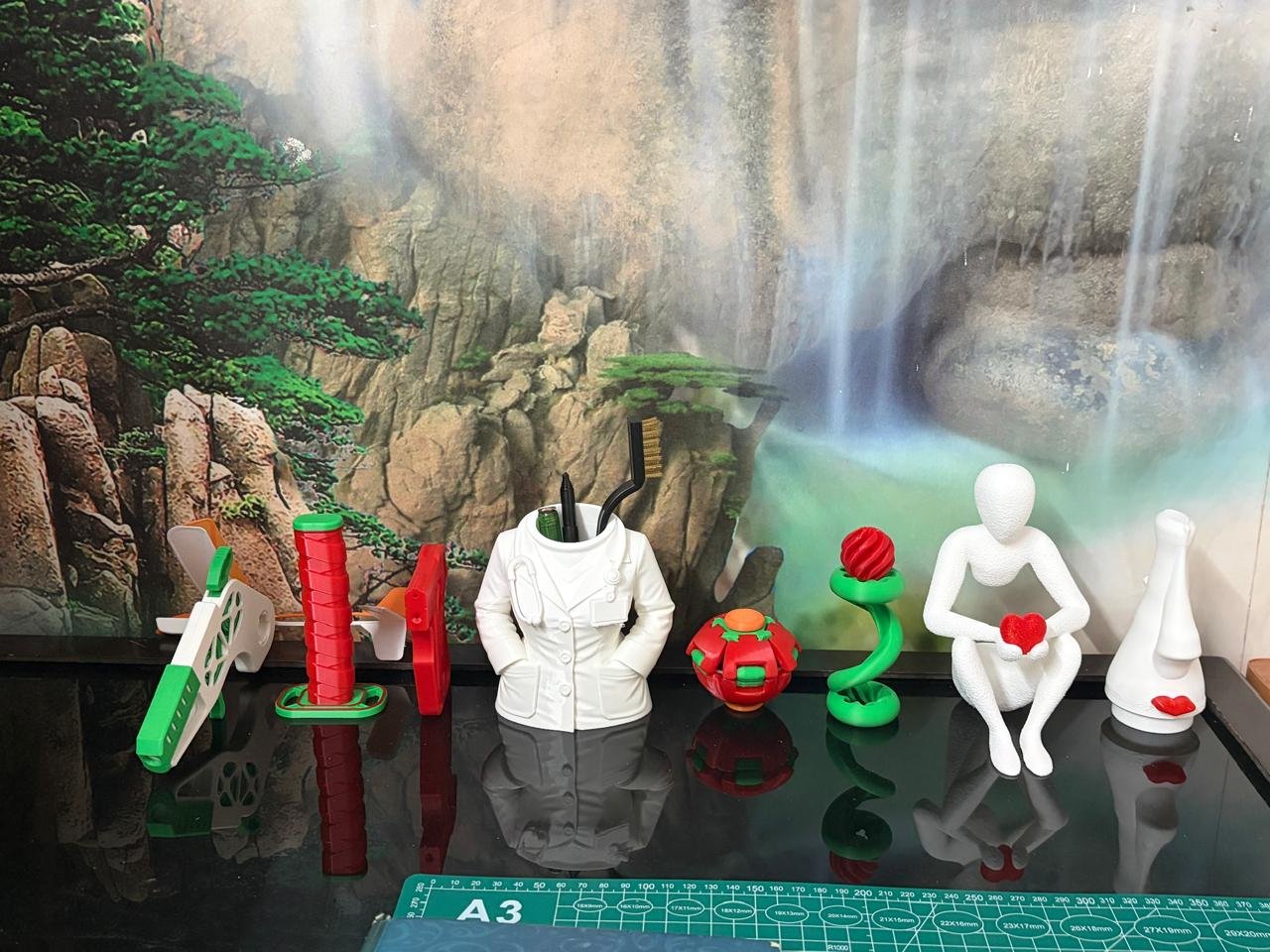 Actual 3D Pixel Verse products arranged together in our studio